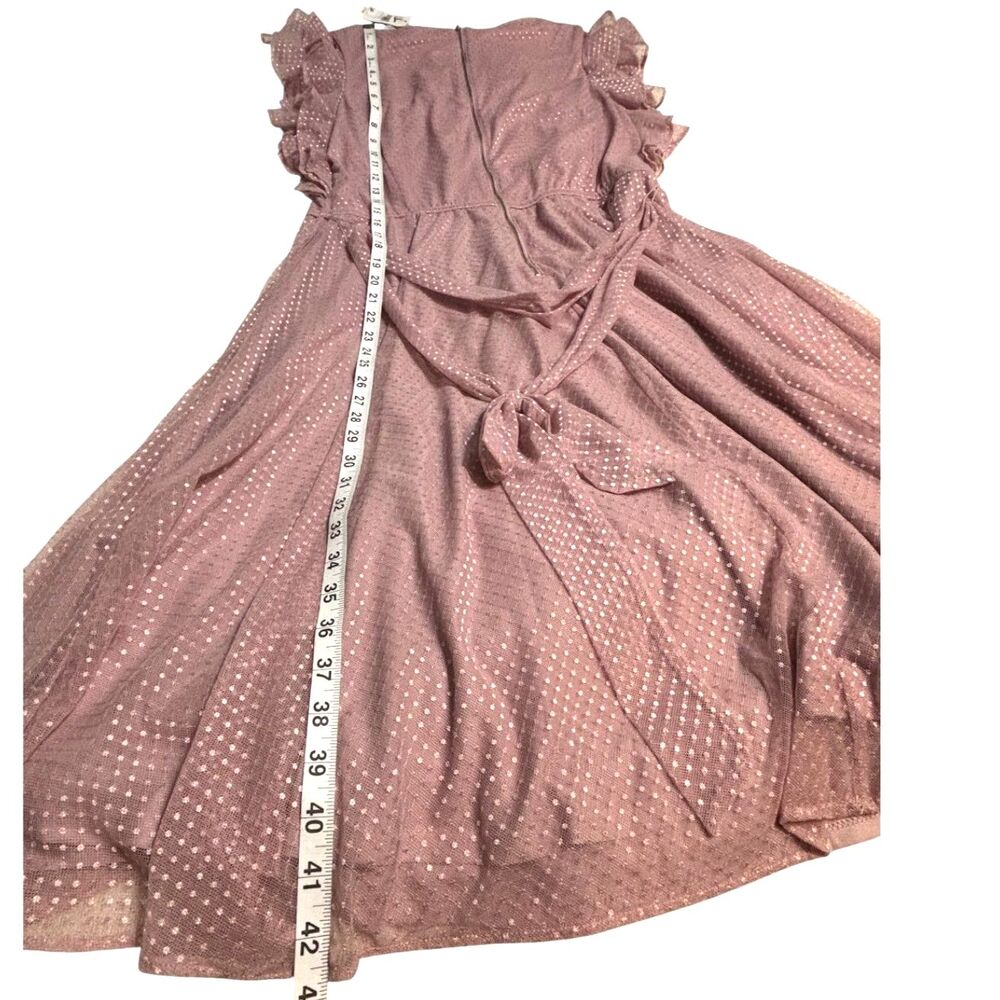 Lane Bryant Swiss Dot Ruffle Sleeve Midi Dress Mauve Pink 14/16 NWT Tie Back - Picture 5 of 8
